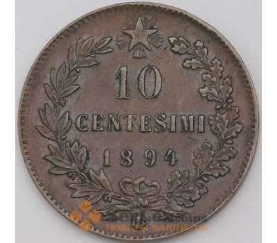 Монета Италия 10 чентезимо 1894 B/I КМ27.1 XF арт. 28891