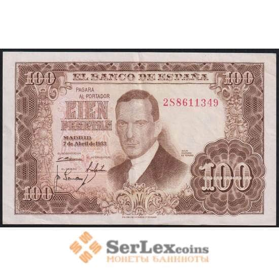 Испания 100 песет 1953 Р145а XF арт. 50360