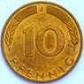 Германия 10 пфеннингов 1991 J КМ108 UNC арт. 38948