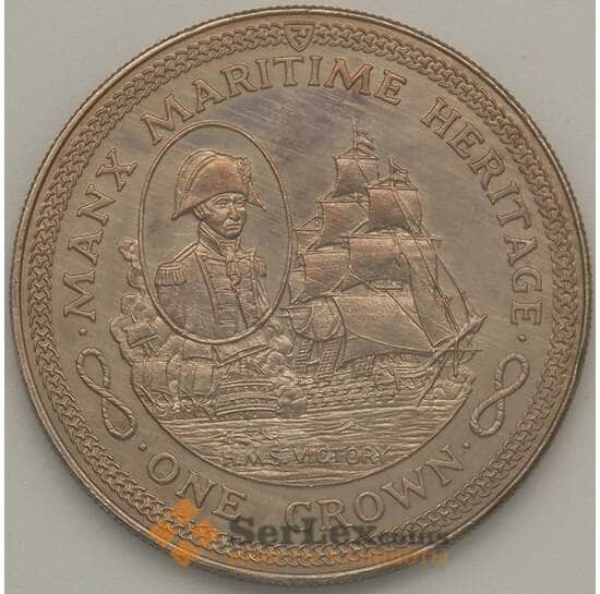 Мэн остров 1 крона 1982 КМ98 BU Парусник Виктория Морское наследие (J05.19) арт. 17786