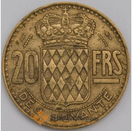 Монако монета 20 франков 1951 КМ131 VF арт. 43179