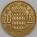 Монако монета 20 франков 1951 КМ131 VF арт. 43179