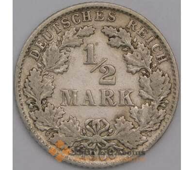Германия монета 1/2 марки 1906 D КМ17 VF арт. 44554