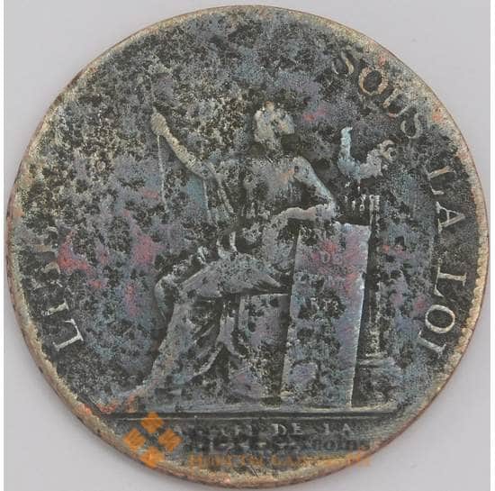 Франция монета 2 соля 1791 G Моннерон арт. 43472
