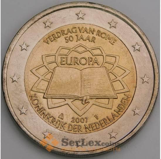 Нидерланды монета 2 евро 2007 КМ273 UNC Римский договор арт. 46726