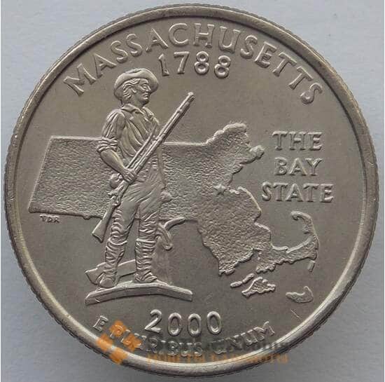 США 25 центов 2000 P КМ305 UNC Массачусетс (J05.19) арт. 18006