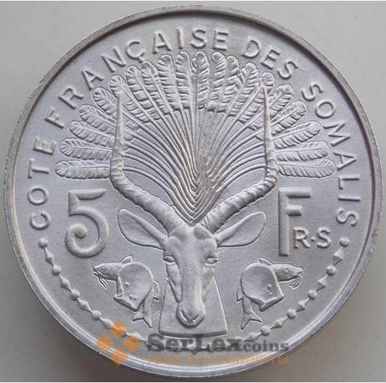 Французское Сомали 5 франков 1965 КМ10 UNC арт. 14582