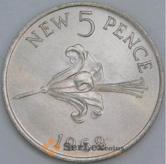 Гернси 5 пенсов 1968 КМ23 UNC арт. 56460