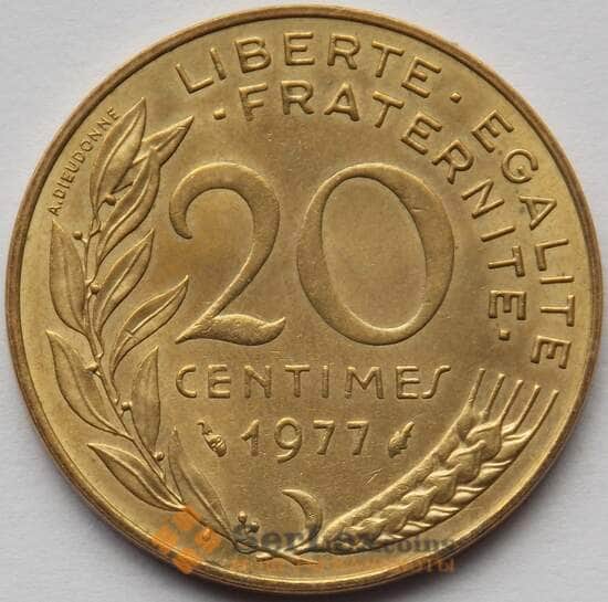 Франция 20 сантимов 1977 КМ930 UNC (J05.19) арт. 16729
