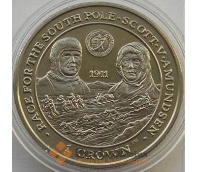Монета Фолклендские острова 1 крона 2007 КМ158 BU Путешествие к Южному полису арт. 13655