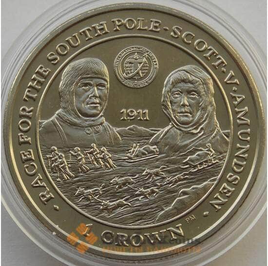 Фолклендские острова 1 крона 2007 КМ158 BU Путешествие к Южному полису арт. 13655