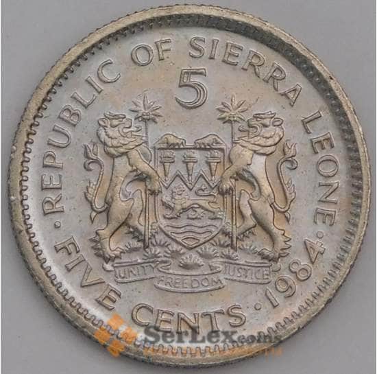 Сьерра-Леоне 5 центов 1984 КМ33 UNC арт. 38830