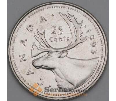 Монета Канада 25 центов 1993 КМ184 UNC арт. 21984