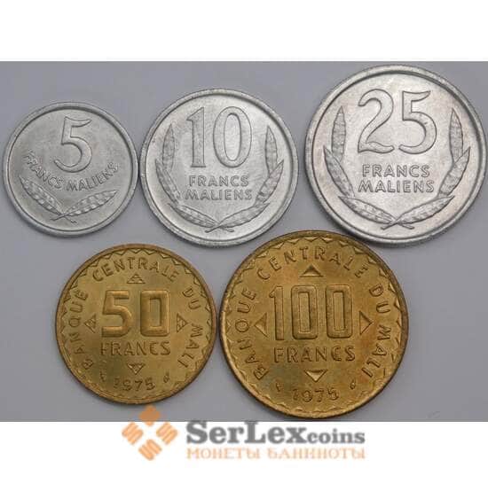 Мали набор монет 5 10 25 50 100 франков (5 шт.) 1961 1975 UNC арт. 40769