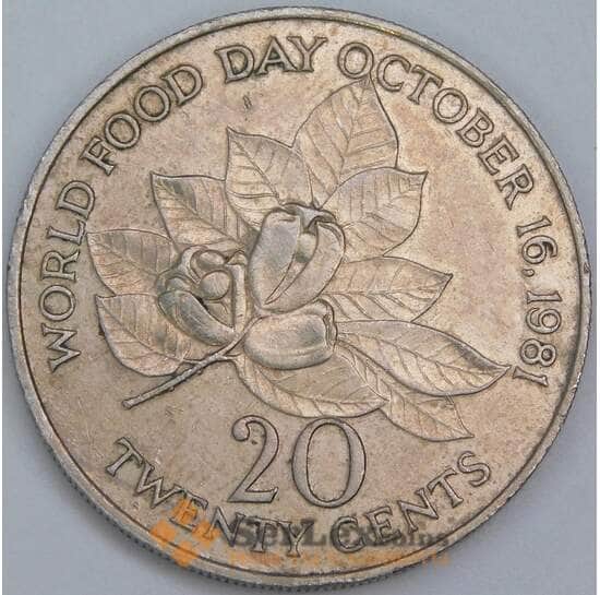 Ямайка 20 центов 1985 КМ120 ХF ФАО арт. 57459