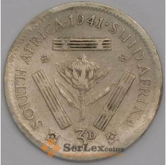 Южная Африка ЮАР монета 3 пенса 1941 КМ26 F арт. 42132
