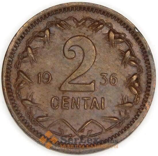 Литва 2 цента 1936 КМ80 VF арт. 53320
