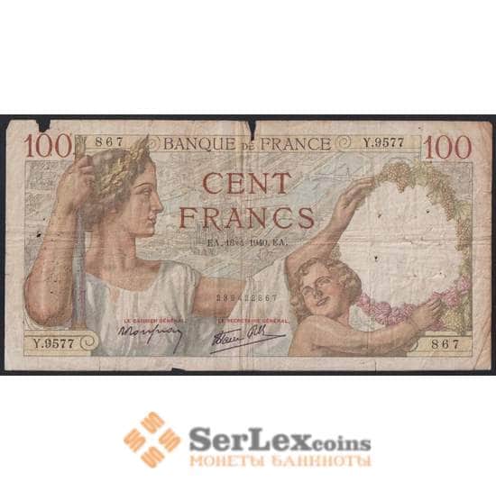Франция банкнота 100 франков 1940 Р94 F арт. 47747