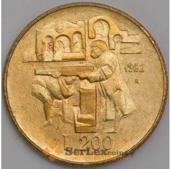 Сан-Марино монета 200 лир 1982 КМ138 aUNC Социальные достижения арт. 41580