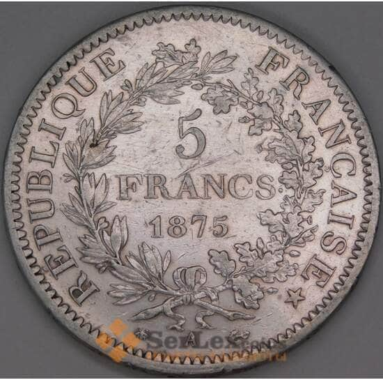 Франция 5 франков 1875 А КМ820 XF арт. 51483