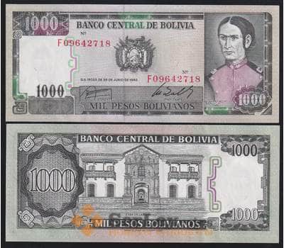 Боливия банкнота 1000 боливиано 1982 Р167 UNC арт. 45001