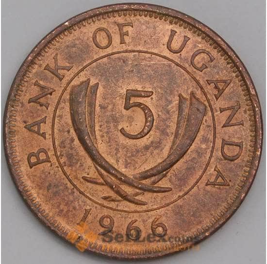 Уганда монета 5 центов 1966 КМ1 aUNC арт. 41349