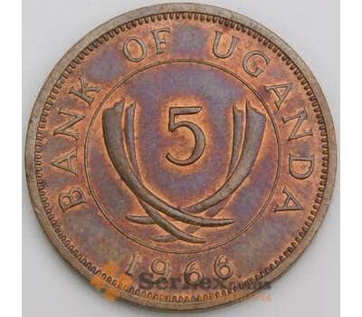 Уганда монета 5 центов 1966 КМ1 aUNC арт. 41349
