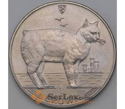 Монета Мэн остров 1 крона 1988 КМ245 Безхвостая кошка арт. 27029