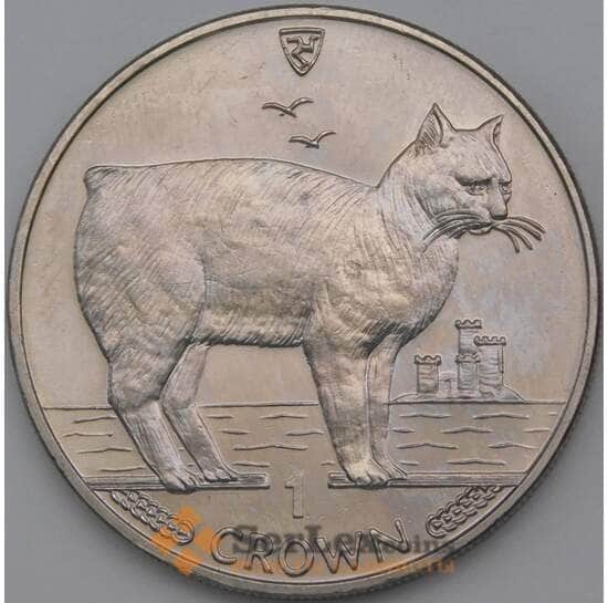 Мэн остров 1 крона 1988 КМ245 Безхвостая кошка арт. 27029