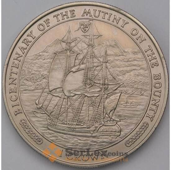 Мэн остров 1 крона 1989 КМ241 200 лет мятежу на "Баунти". Корабль арт. 36971