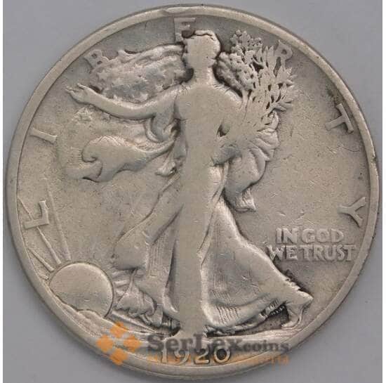США монета коллкционная 1/2 1920 S КМ142 F арт. 43095