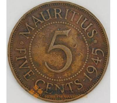 Маврикий 5 центов 1944 КМ20 F арт. 56395