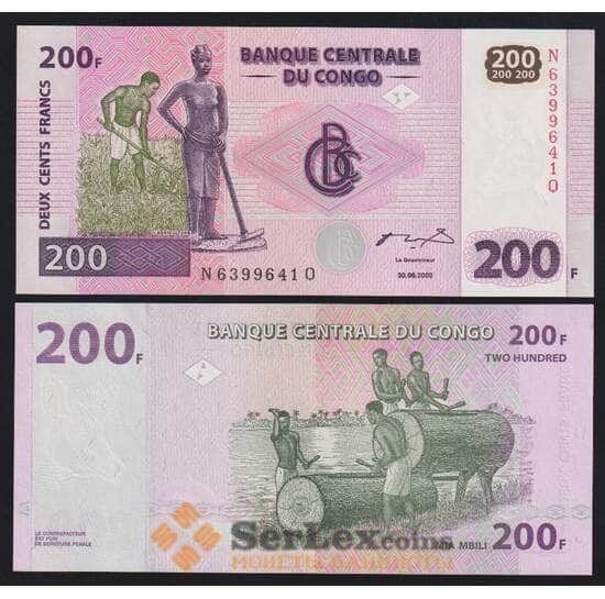 Конго 200 франков 2000 Р95 UNC Giesecke & Devrient, Germany арт. 52425