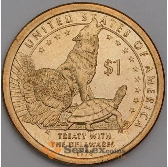 США монета 1 доллар 2013 UNC Сакагавея - Договор с Делаверами D арт. 42856