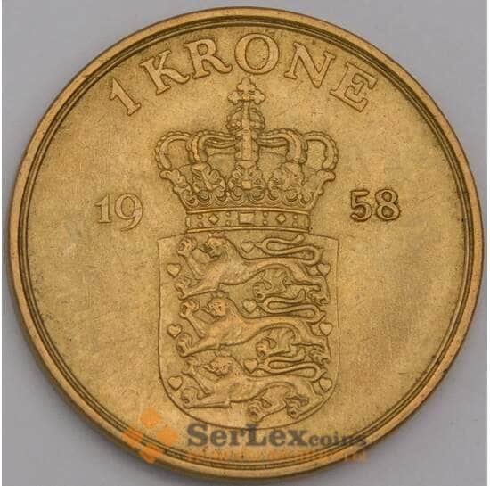 Дания монета 1 крона 1958 КМ837 AU арт. 13000