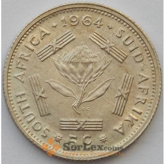Южная Африка ЮАР 5 центов 1964 КМ59 UNC Серебро (J05.19) арт. 16954