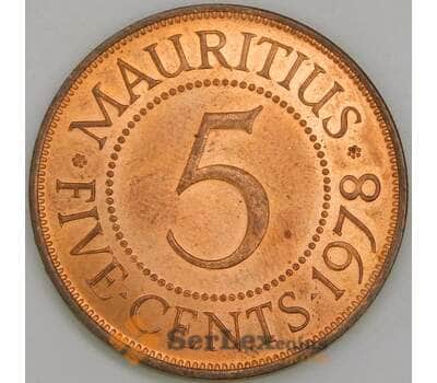 Маврикий 5 центов 1978 КМ34 UNC арт. 56393