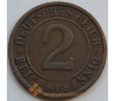 Монета Германия 2 пфеннига 1925 G КМ38 VF (J05.19) арт. 15030
