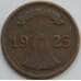 Монета Германия 2 пфеннига 1925 G КМ38 VF (J05.19) арт. 15030