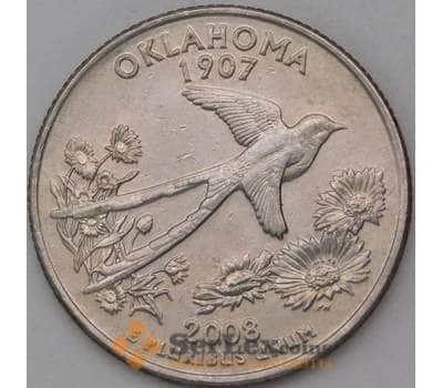 Монета США 25 центов 2008 D КМ421 Оклахома арт. 28343
