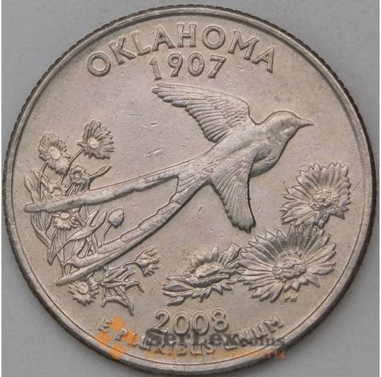 США 25 центов 2008 D КМ421 Оклахома арт. 28343
