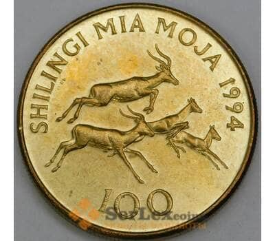 Монета Танзания 100 шиллингов 1994 КМ32 aUNC Антилопа арт. 16965