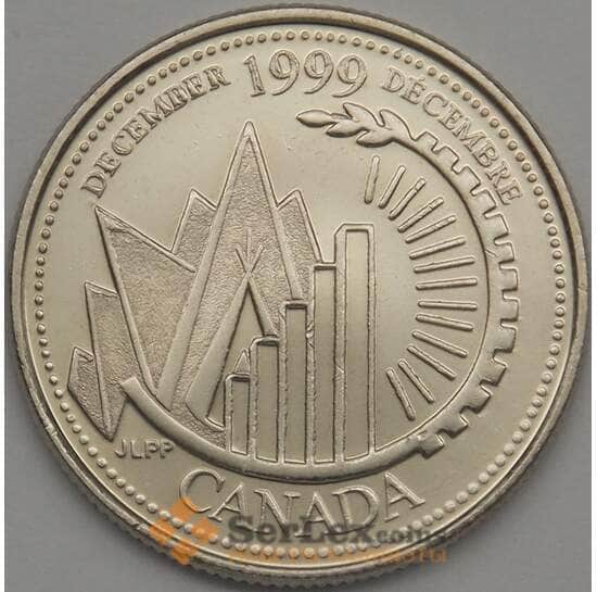 Канада 25 центов 1999 КМ353 UNC Декабрь (J05.19) арт. 18739