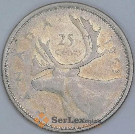 Канада 25 центов 1963 КМ52 F арт. 56821