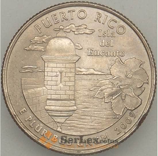 США 25 центов 2009 P КМ446 AU Пуэрто-Рико арт. 18900