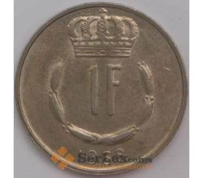 Монета Люксембург 1 франк 1968 КМ55 UNC арт. 39381