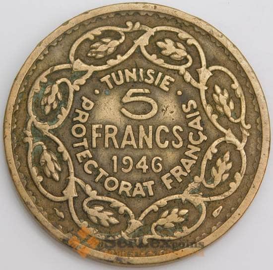 Тунис монета 5 франков 1946 КМ273 VF арт. 39809