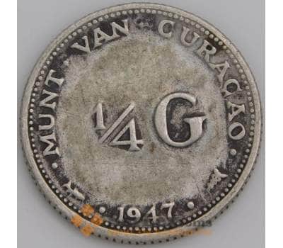 Кюрасао монета 1/4 гульдена 1947 КМ44 F арт. 46255
