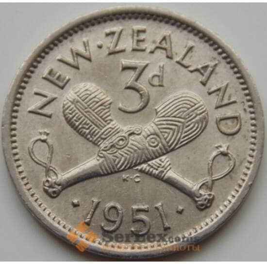 Новая Зеландия 3 пенса 1948-1952 КМ15 AU арт. 7301