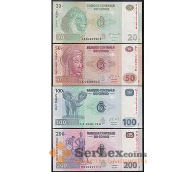 Конго набор купюр 20 50 100 200 франков 2003-2020 (4 шт.) UNC арт. 40914